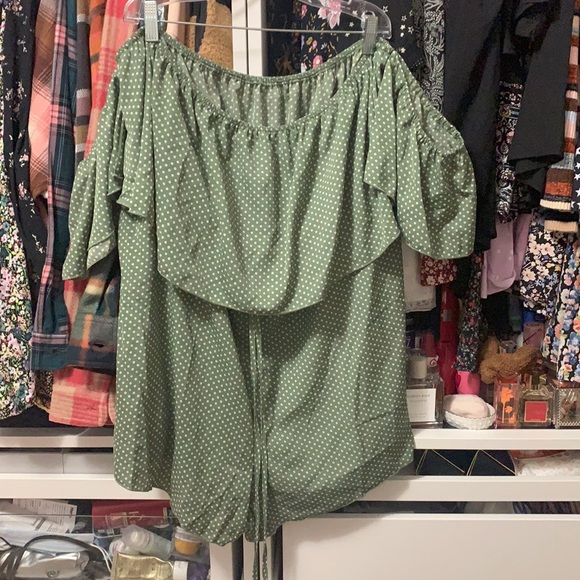 Plus Polka Dot Bardot Romper - Picture 2 of 9